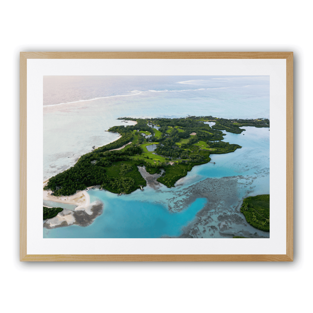 Île aux Cerfs with white frame and pure white background